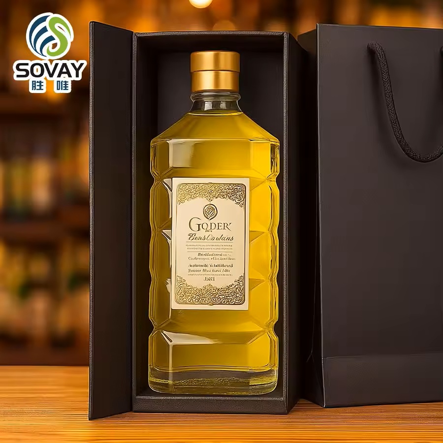 Premium Crystal Clear Glass Liquor Bottle Spirits Bottle Whiskey Decanter Alcohol Container Empty Heavy Base Custom Glassware