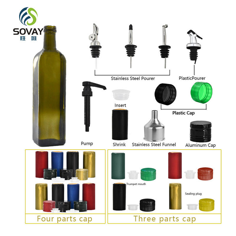 Cooking Oil Antique Green Amber 250ml 500ml 750ml 1L Olive Oil Glass Bottles