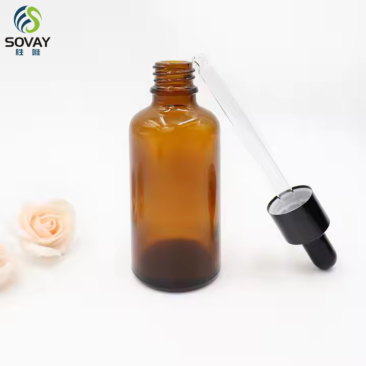 Whole Sale Amber Essential Oil Glass Bottle 5ml 10ml 15ml 20ml 30ml 50ml 100ml Cosmetic Oil Serum With Gold Black Dropper