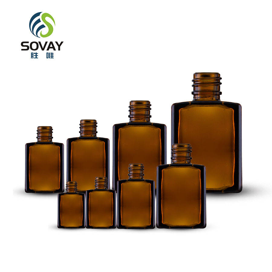 Free Sample Customizable Amber Rectangular Glass Dropper Bottle Square Essential Oil Glass Bottle