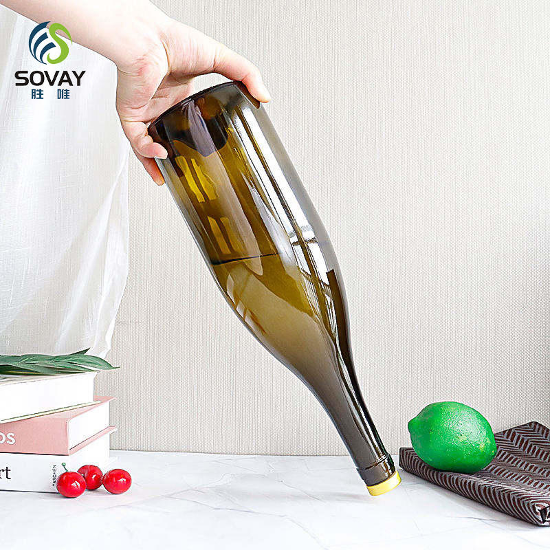 750ml Empty Glass WIne Bottle Amber Dark Green Bottles With Cork and Screw Mouth for Red Wine Burgundy Red Wine Bottle