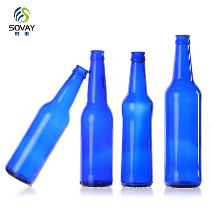 In StockFactory Supply 250ml 330ml 500ml Capacity Round Glass Beer Bottles Screen Printing with Crown Cap