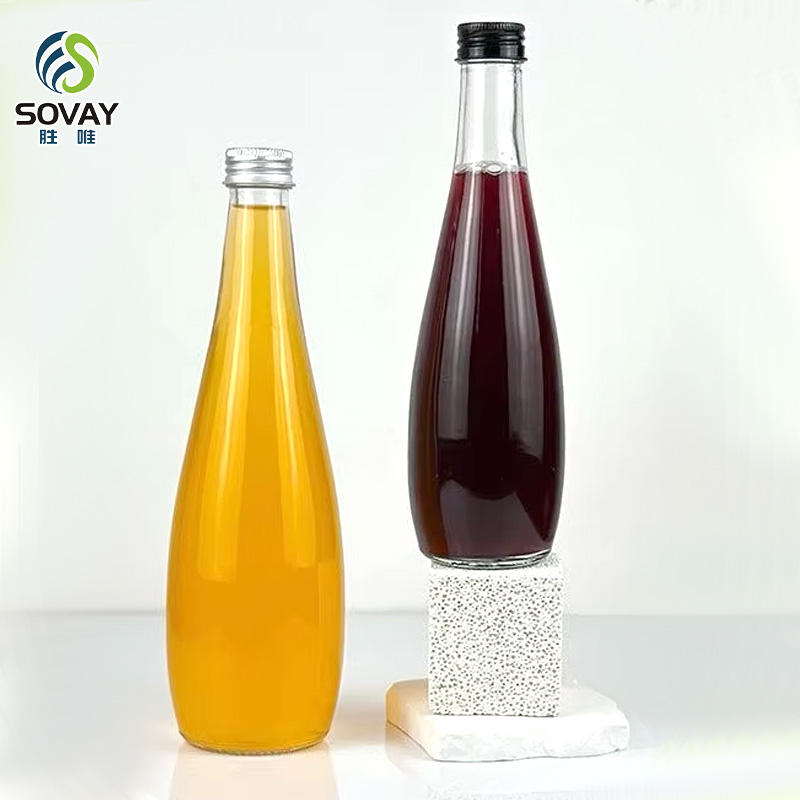 330ML 500ML Hot Selling Transparent Empty Juice Alcohol Container Glass Water Bottle with Lids