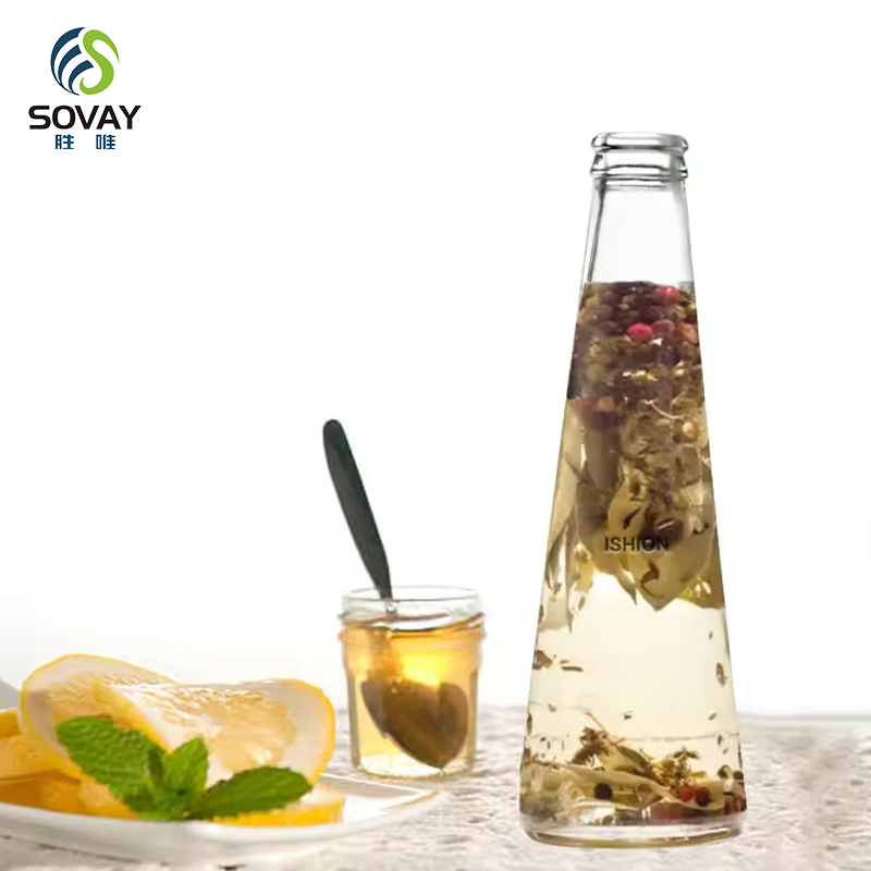 Wholesale Empty 250ML 330ML Conical Glass Drink Bottle Cold Brew Coffee Juice Glass Bottles With Aluminum Cap