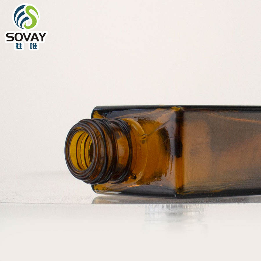 Free Sample Customizable Amber Rectangular Glass Dropper Bottle Square Essential Oil Glass Bottle