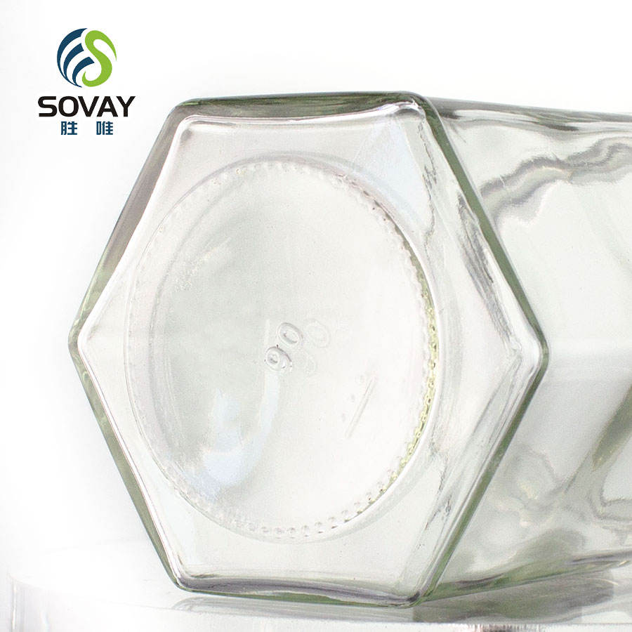 Customized Packaging Hexagonal Glass Empty Honey Jam Jar Honey Jar Food Storage Container