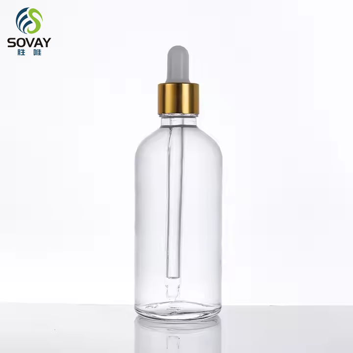 Clear Amber Dropper Bottle 5ml 10ml 15ml 20ml 30ml 50ml 100ml Cosmetic Essential Oil Glass Serum Bottle With Golden Dropper