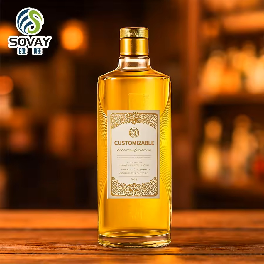 Luxury Handcrafted Crystal Clear Decanter Set Gilded Geometric Design Premium Spirits Vessel Barware Logo Liquor Bottle