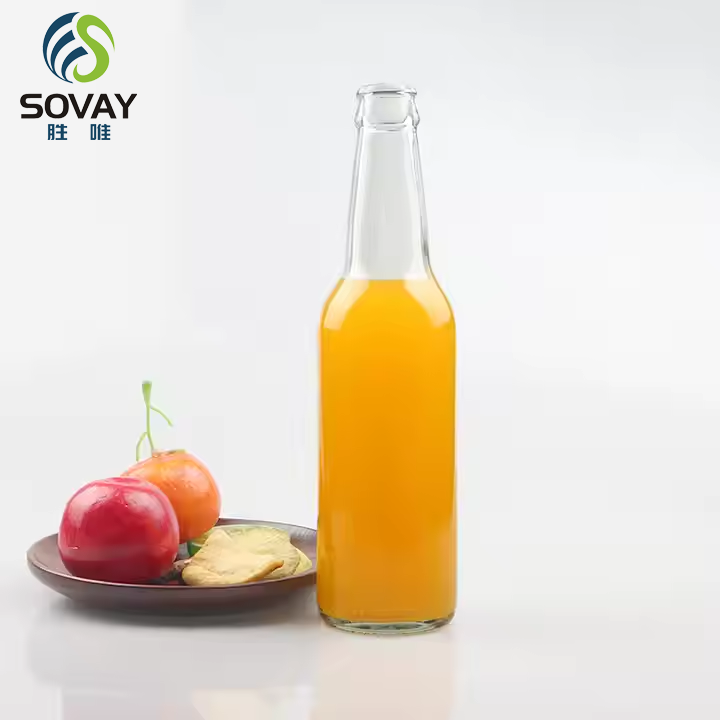 Food Grade Transparent Long Neck Glass Beer Bottle with Lid Juice Glass Bottle Can Be Refilled for Home Brewing