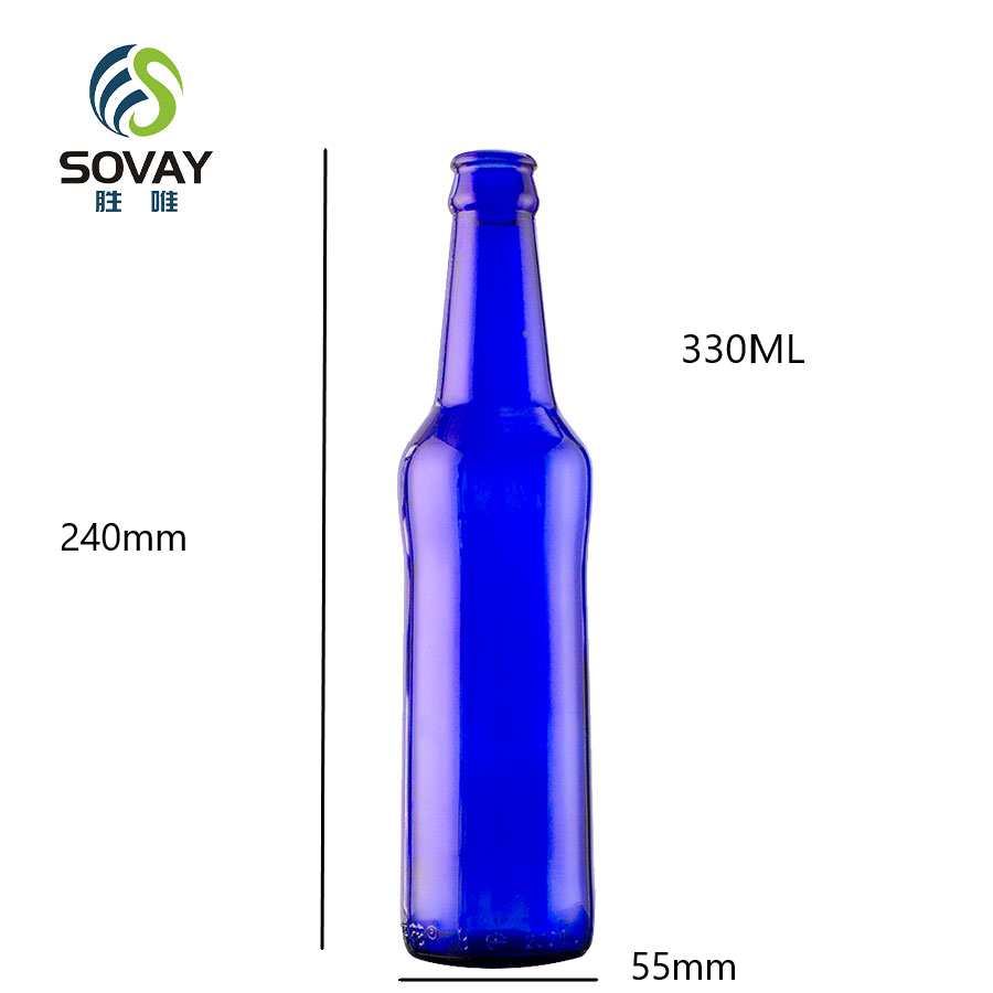 In StockFactory Supply 250ml 330ml 500ml Capacity Round Glass Beer Bottles Screen Printing with Crown Cap