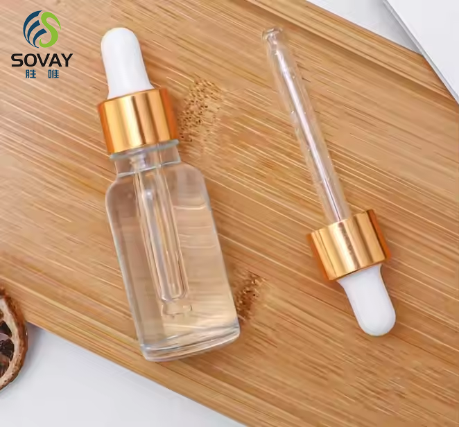 Clear Amber Dropper Bottle 5ml 10ml 15ml 20ml 30ml 50ml 100ml Cosmetic Essential Oil Glass Serum Bottle With Golden Dropper
