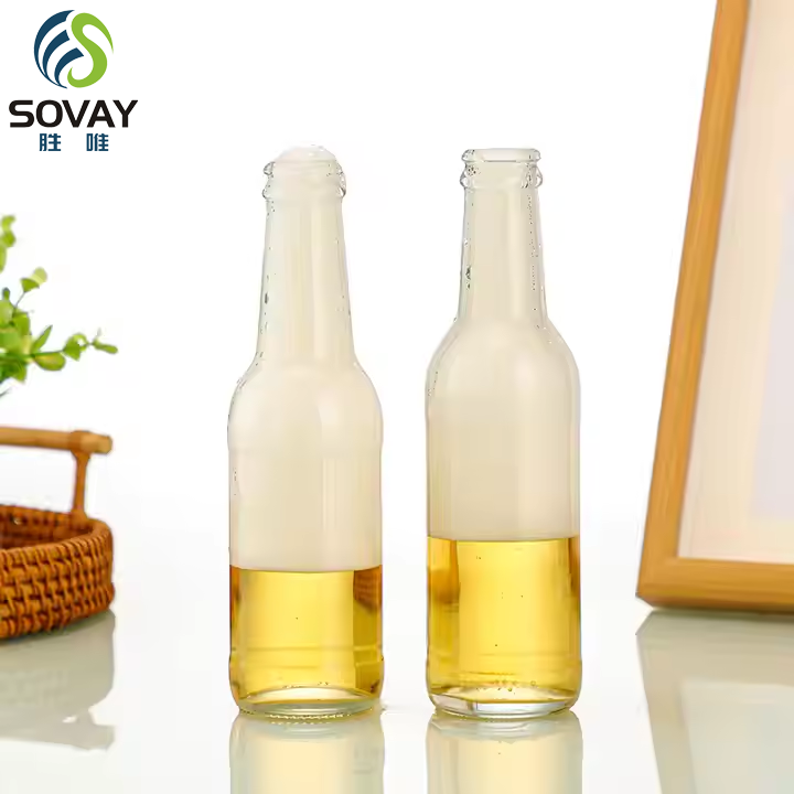 Food Grade Transparent Long Neck Glass Beer Bottle with Lid Juice Glass Bottle Can Be Refilled for Home Brewing