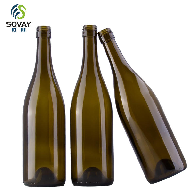750ml Empty Glass WIne Bottle Amber Dark Green Bottles With Cork and Screw Mouth for Red Wine Burgundy Red Wine Bottle