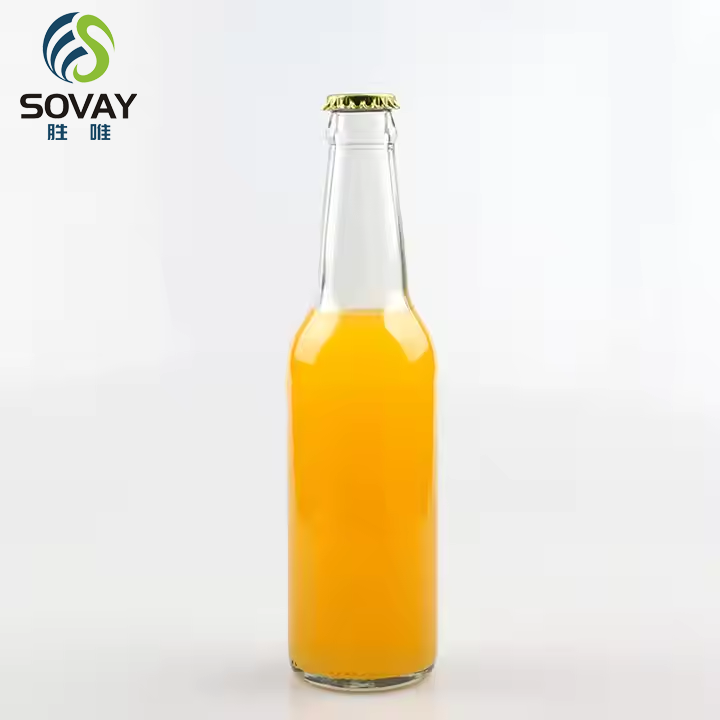 Food Grade Transparent Long Neck Glass Beer Bottle with Lid Juice Glass Bottle Can Be Refilled for Home Brewing