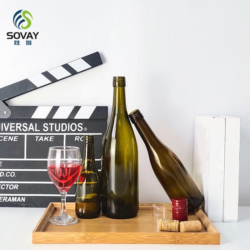 750ml Empty Glass WIne Bottle Amber Dark Green Bottles With Cork and Screw Mouth for Red Wine Burgundy Red Wine Bottle