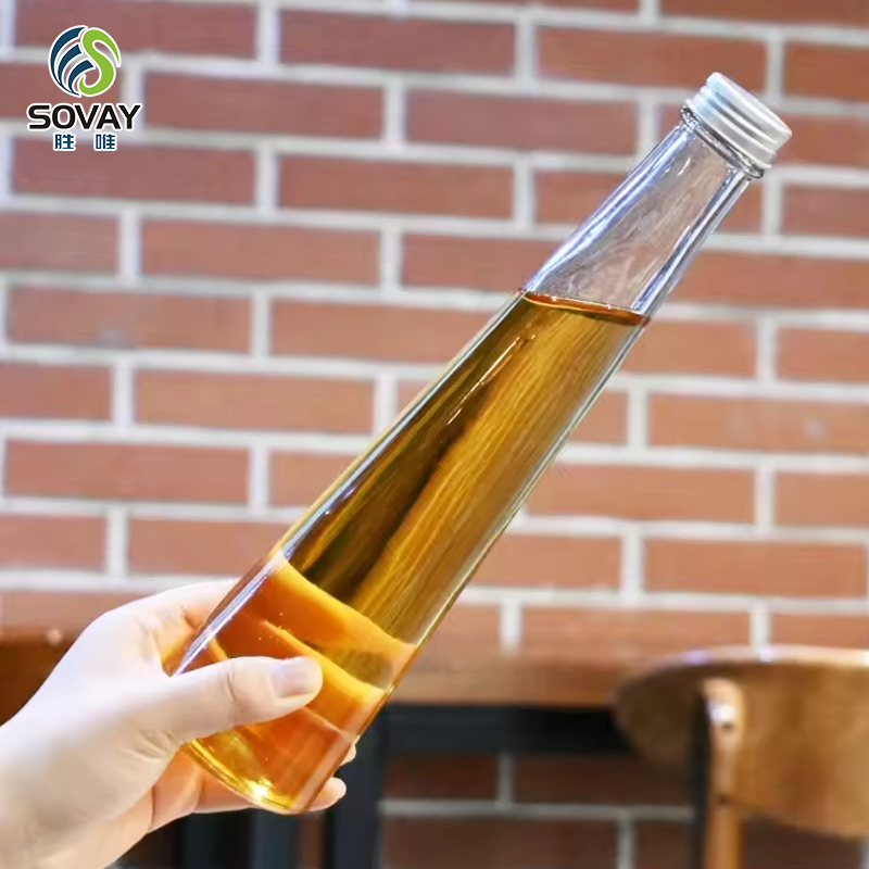Wholesale Empty 250ML 330ML Conical Glass Drink Bottle Cold Brew Coffee Juice Glass Bottles With Aluminum Cap