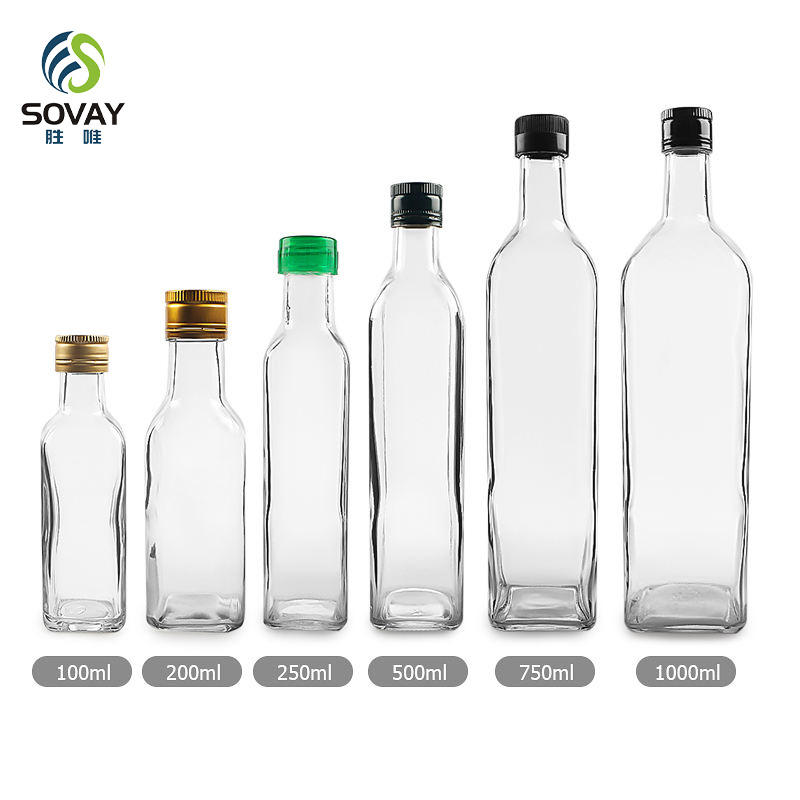 Olive Oil Glass Oil Square Bottle 100ml 200ml 250ml 500ml 750ml 1000ml Rapeseed Sesame Walnut Oil Empty Bottle Small Bottle