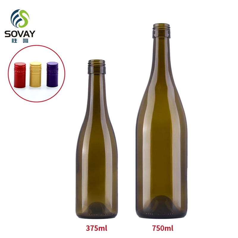 750ml Empty Glass WIne Bottle Amber Dark Green Bottles With Cork and Screw Mouth for Red Wine Burgundy Red Wine Bottle