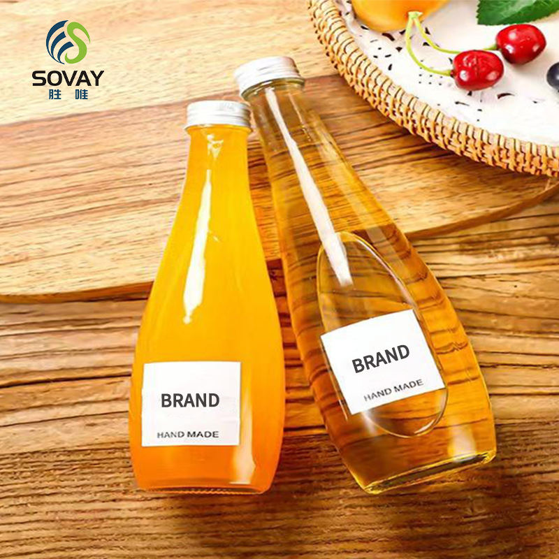 330ML 500ML Hot Selling Transparent Empty Juice Alcohol Container Glass Water Bottle with Lids