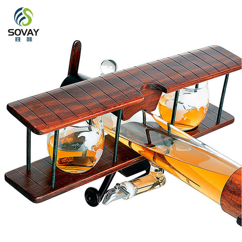 SA16N Modern Clear Packaging Containers Plane Shape High Custom Business Gifts Glassware Wine and Liquor Glass Bottles Wholesale Bulk