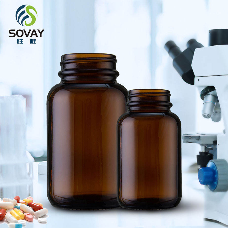 OEM/ODM Service Wide Mouth Amber Pill Capsule Glass Bottle 60ml-400ml Glass Bottle for Health Product Use