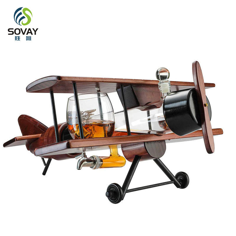 SA16N Modern Clear Packaging Containers Plane Shape High Custom Business Gifts Glassware Wine and Liquor Glass Bottles Wholesale Bulk