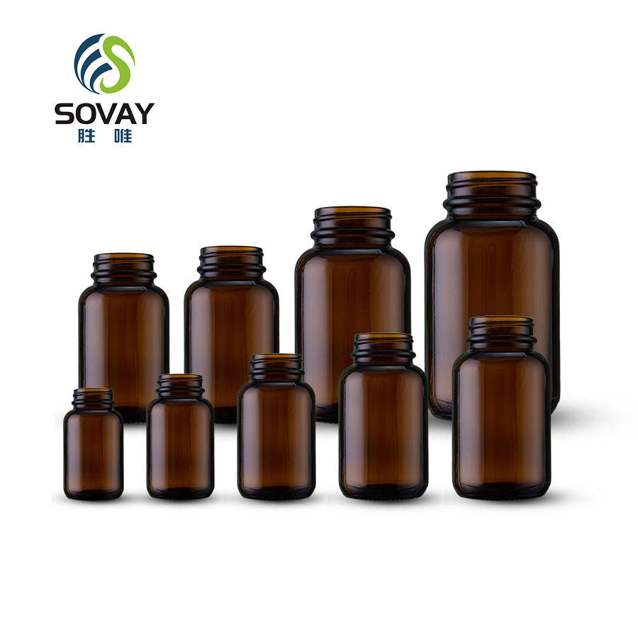 OEM/ODM Service Wide Mouth Amber Pill Capsule Glass Bottle 60ml-400ml Glass Bottle for Health Product Use