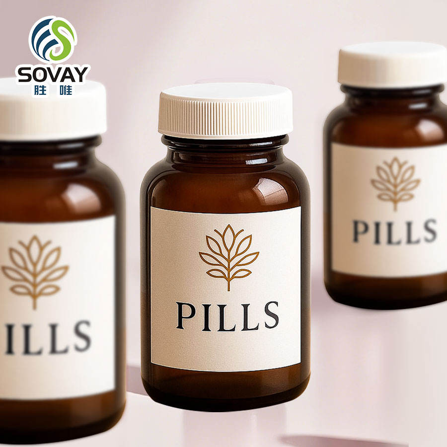 Empty Amber Capsule Glass Bottle with Golden Cap 100ml Wide Mouth Glass Bottle for Pills Medical Use