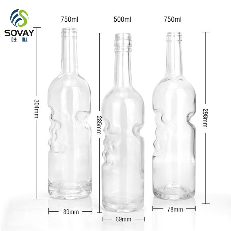 SW59 Angel's Hand Glass Wine Bottle Alcohol Bottle 750ml Liquor Drinking Spirit Glass Bottles