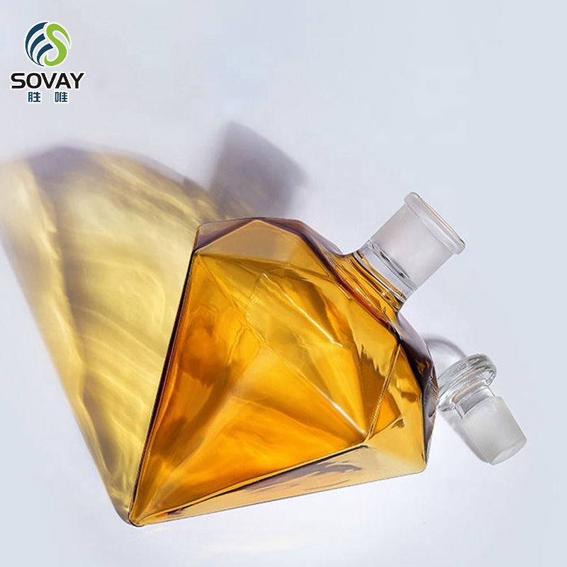 SW01 Customized 750ml 850ml 1000ml Diamond Shape Bottle for Liquor Spirit Glass Bottle