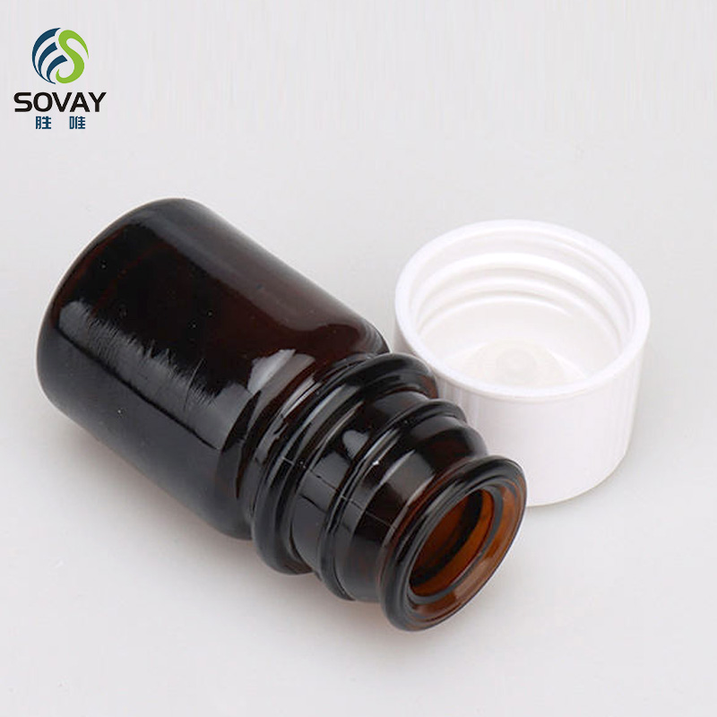 SM19 15ml 30ml 60ml 120ml Amber Glass Wide Mouth Bottle Bell Mouth Glass Bottle for Fragrance with Plastic Cap Leakproof