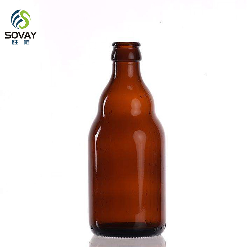SB06 Amber Clear Glass Beverage Bottle with Crown Cap Customized Glass Bottles 330ml 500ml