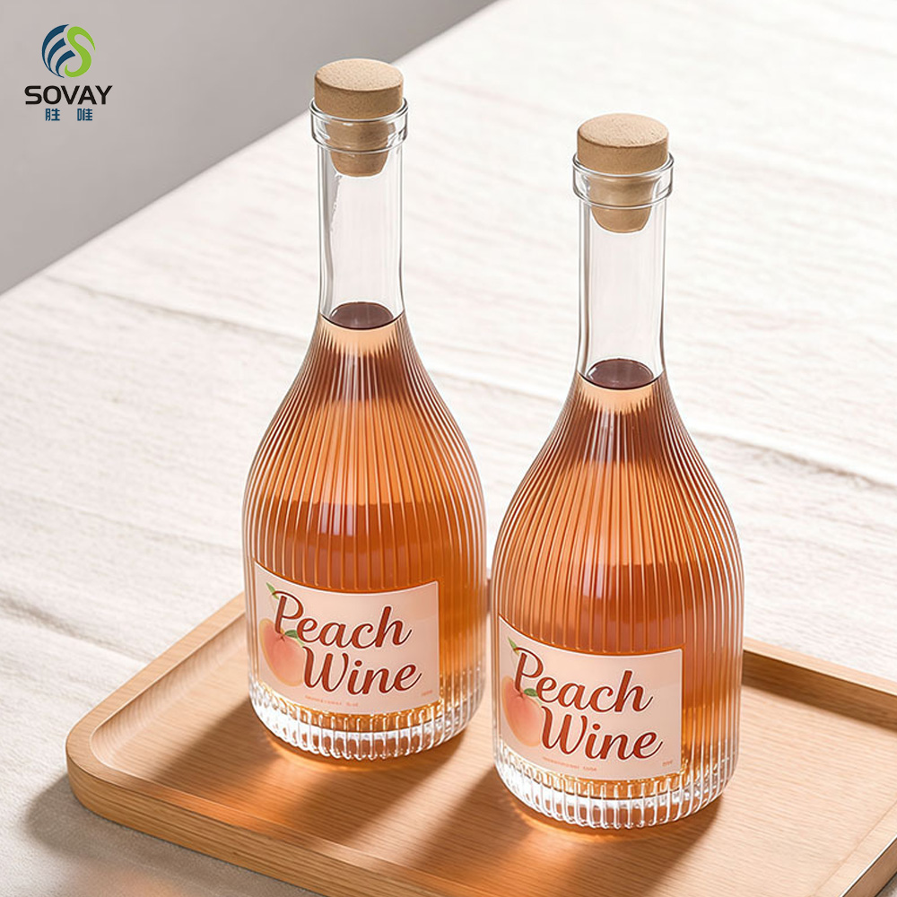 SW137 Factory Direct New Exquisite Craft Crystal Stripes Carved Window Sealing Red Wine Wine Bottles Glass Bottles