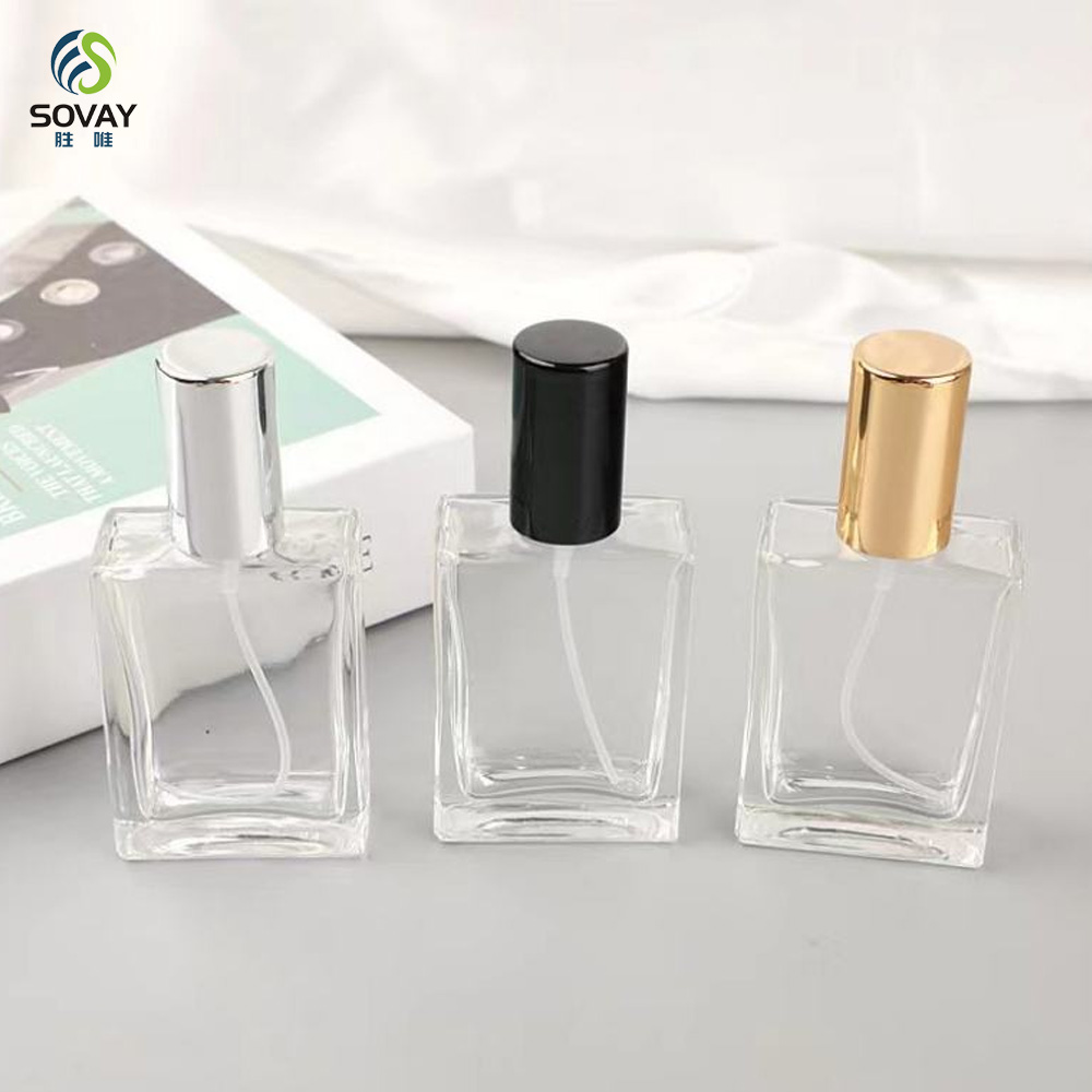 SP33N Square 30ml 50ml 100ml Luxury Empty Glass Spray Perfume Bottles Packaging Glass Bottle