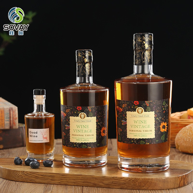 SW132N in Stock Custom Shape 100ml 200ml 375ml 500ml 750ml Glass Wholesale Rum Whiskey Liquor Gin Wine Spirit Vodka Bottle Container