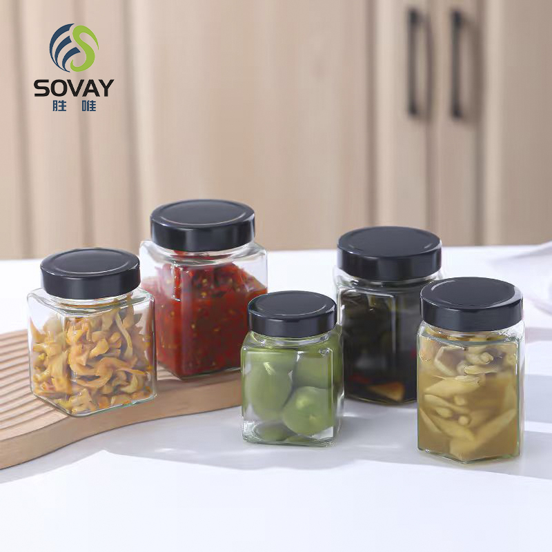 SG01 Hot Selling Classic Multi-Capacity Glass Jar Square Glass Jars for Spice Jam Food with Metal Lid