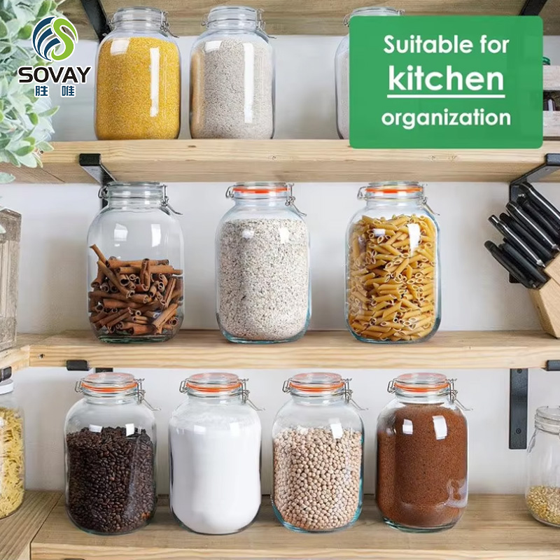 SG39N Wide-Mouth Food Airtight Sturdy Glass Canisters Dry Kitchen Storage Mason Glass Jars with Lid