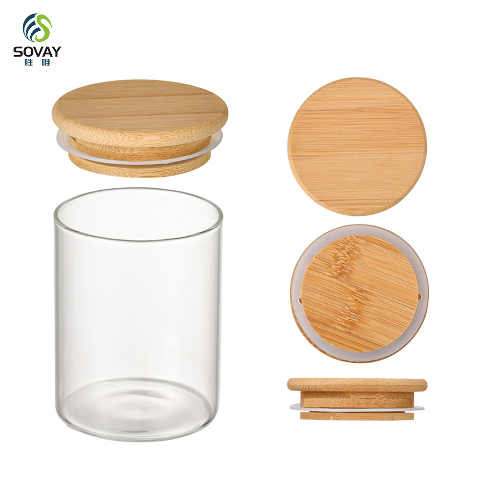 SG05 Borosilicate Glass Jars 2oz 3oz 4oz 5oz 6oz 10oz with Natural Bamboo Lid