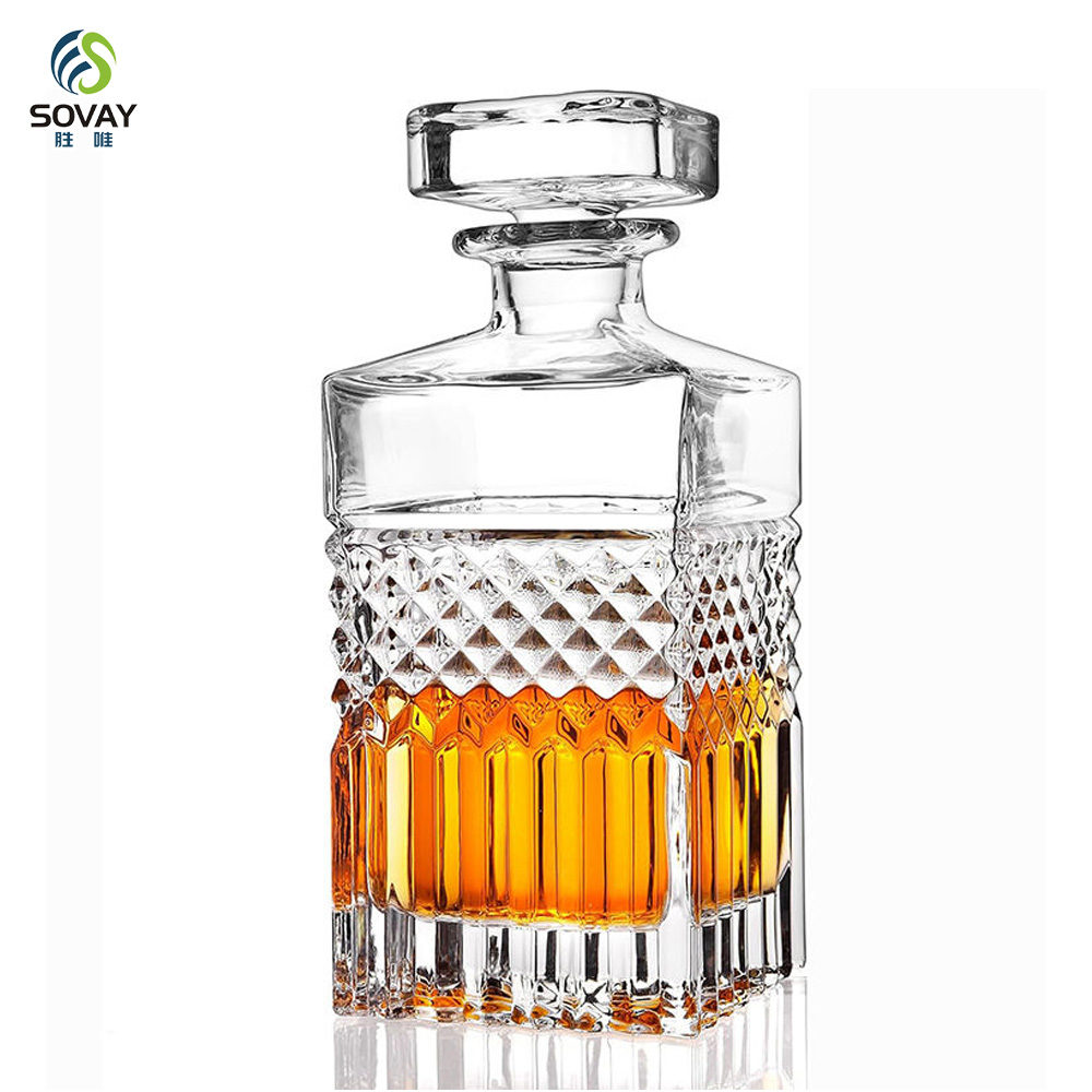SW145N Wholesale 750ml Whiskey Decanter Crystal Lead Free Glass Whiskey Decanter with Round Glass Stopper