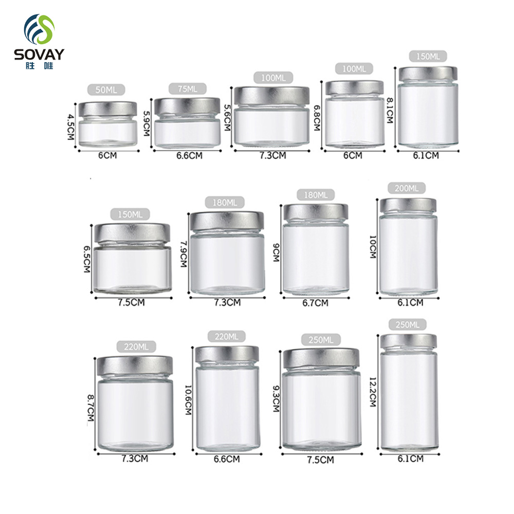 SG69N Wholesale Round Deep Twist off Glass Food Jars 50ml to 1000ml