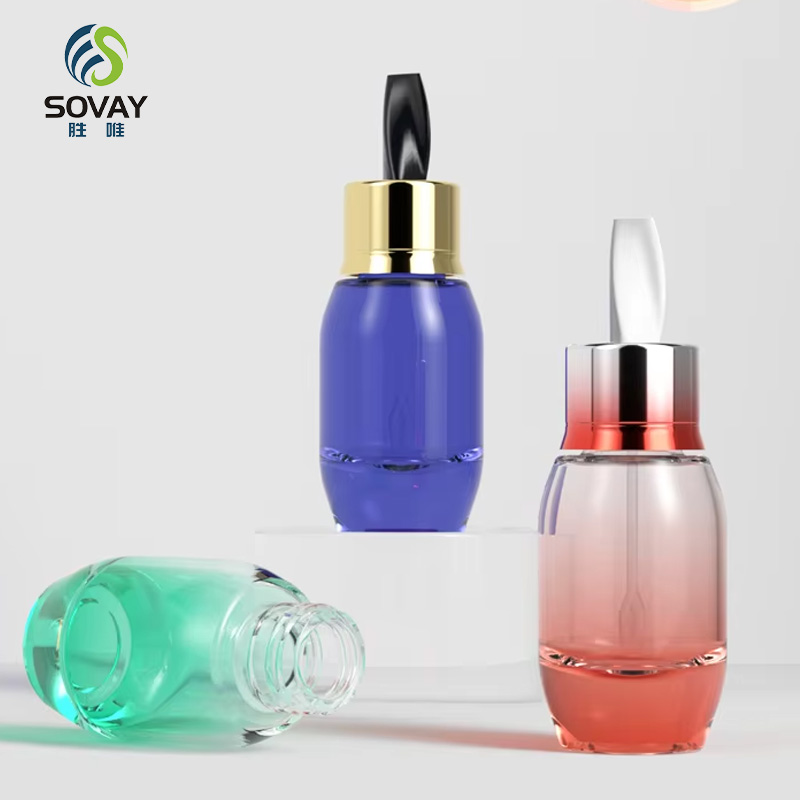 SE44 Famous Brand Premium Customizable 15ml 30ml 50ml Clear Green Glass Designs Bottles with Stirring Stick for Skin Care Serum Cream