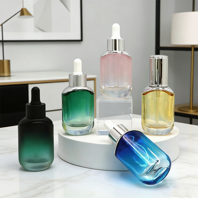 SE45N Luxury 30 Ml Thick Bottom Customized 15ml 30ml 50ml Oval Glass Dropper Bottle Serum Essential Oil Perfume Glass Cosmetic Bottle