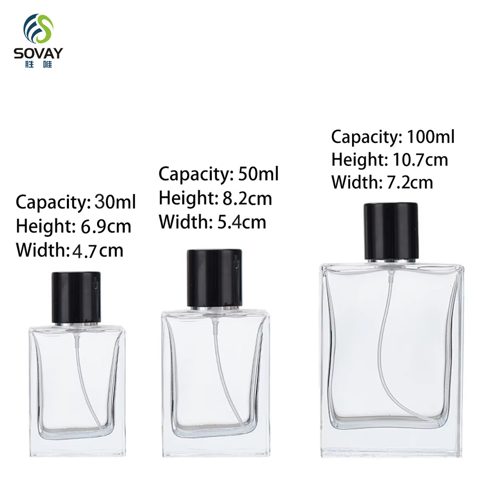 SP40 30ml 50ml 100ml Refillable Empty Square Clear Glass Perfume Atomizer Bottle Travel Perfume Spray Bottles with Wooden Cap
