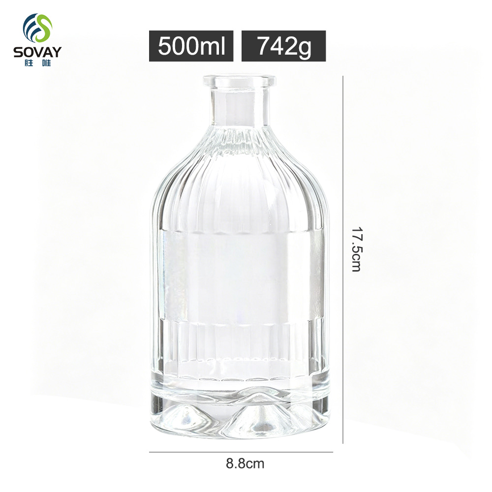 SW167 High Quality Custom Fancy Shape Clear Spirits Liquor Glass Bottles 500ml Customizable Bottle