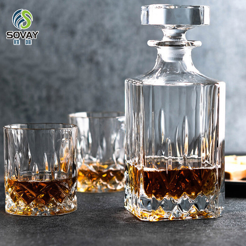 SW129N Hot Selling 700ml Screen Printed Whiskey Decanter Set with Rubber Stopper Best Price From China Factory for Tequila & Whisky