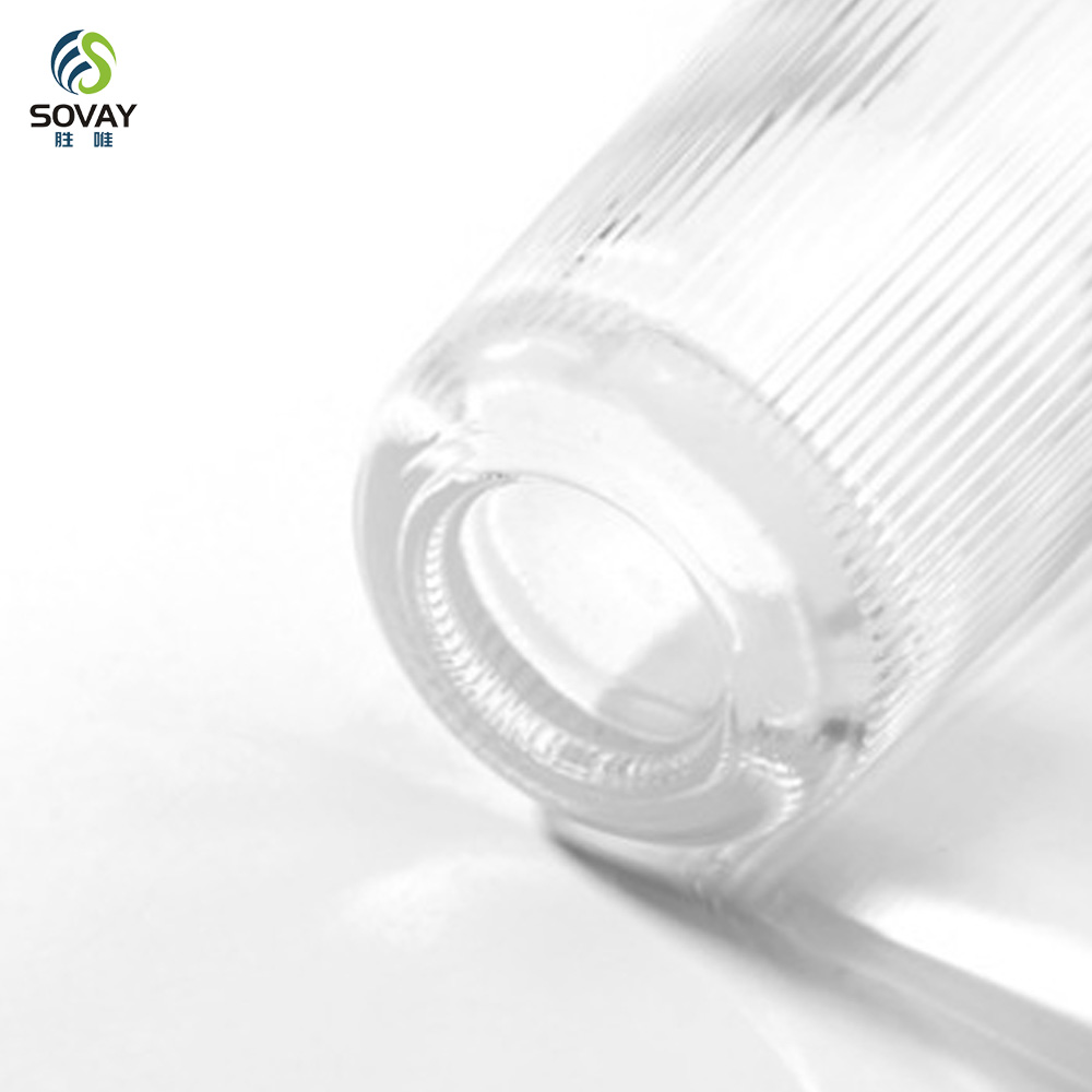 SP49 High-Permeability Straight Slender Glass Clear Empty Perfume Bottles 50ml 100ml 180ml with Vertical Stripe Labeling Area