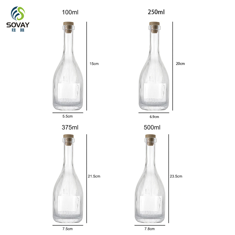 SW137 Factory Direct New Exquisite Craft Crystal Stripes Carved Window Sealing Red Wine Wine Bottles Glass Bottles
