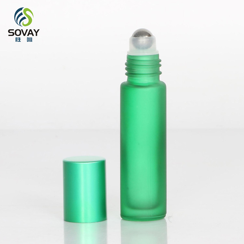 SE52N Frosted Colored Glass Roll Perfume Bottles 10ml Empty Stainless Steel Roller for Essential Oil Bottle Plastic Screen Printing