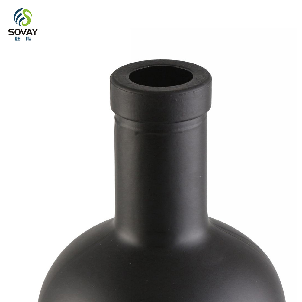 SW139N Hot Sale 100ml 250ml 375ml 500ml 750ml 1000ml Empty Matt Black Glass Liquor Vodlka Olive Oil Bottle with Cork Stopper Screen Printed