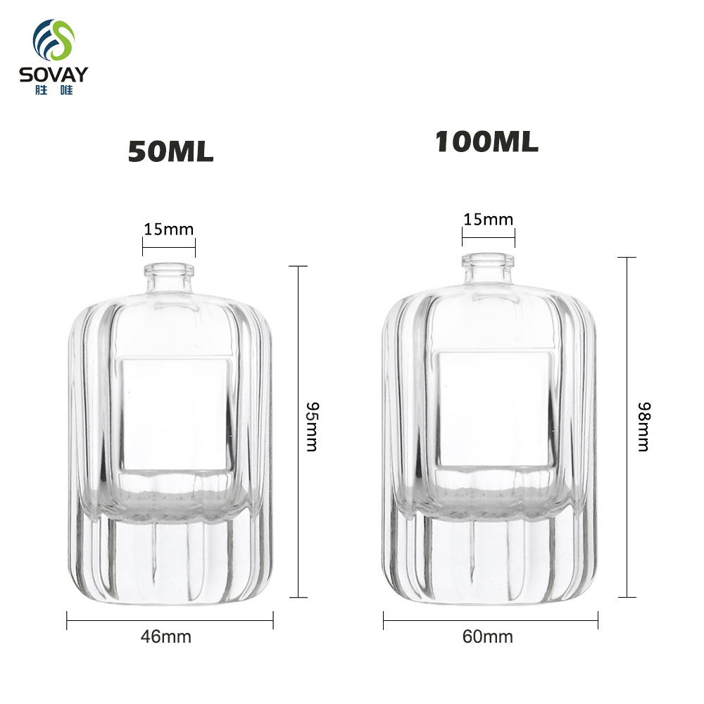 SP46 Square Spray Perfume Glass Bottle 30ml 50ml 100ml Luxury Perfume Bottle with Wooden Lid